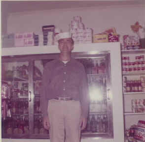  This is another photo of my dad in the store wearing his son-in-laws sailor hat.