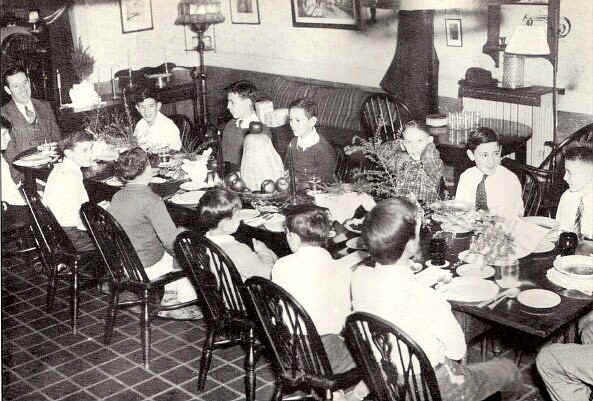 Delaware County Dinner Group: Vincent Bonaquisto, Paul DeMeo, Howard Anderson, Bill Swanson, Fudy Peticca, Bill McGinnis, Albert Perrari, James Perrari, Ralph Bush, Albert Thomas, Albert Zaffiri, Frank Ferriola and their leader Mr. John J. Vaul.