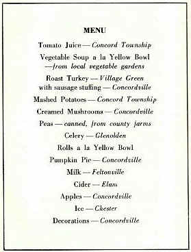 Menu for the Delaware County Dinner