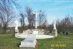 Immaculate Heart of Mary Cemetery Statues where the maintenance garage once stood; Photo courtesy of Caroline