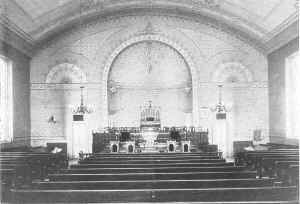 Interior of "Old" Trinity Methodist Church, 3rd & Parker St; Photo from Eightieth Anniversary book courtesy of Betty-Jane Bennett Smith