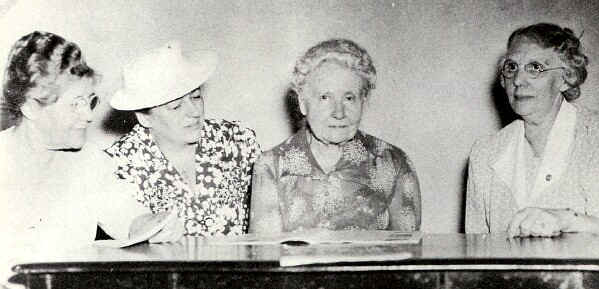 Guest speakers at the Chester Century Club were Mrs. Bassett Ferguson of Ridley Park, State Program Chairman; Mrs.E. R. S. Tull, Jr. of Drexel Hill, vice president, County Federation; Mrs. S. Blair Luckie, past president, and Mrs. Thomas Redden, president of the County Federation of Women's Clubs. Photo from The Delaware County Advocate, July 1942