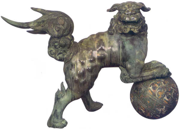 Bronze & Cloisonne Buddhist Lion; Japanese, Meiji Period