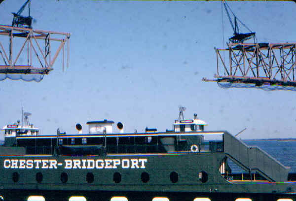 Commodore Barry Bridge construction, Ferry "The Delaware" Crossing; Photo courtesy of Bill Folger, Media, PA