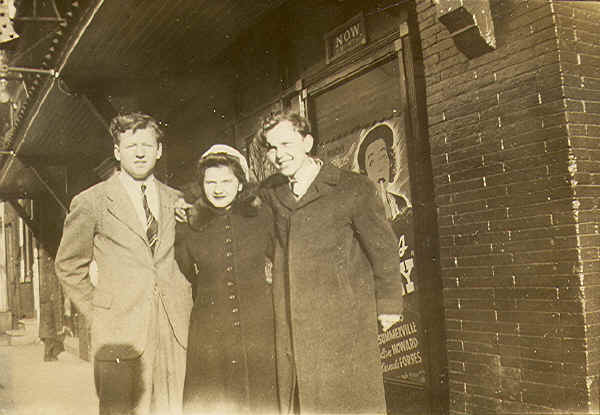 Lyric Theatre, c. 1943: Wally Wolenski, unknown, Eddie Piela; Photo courtesy of Wally Wolenski