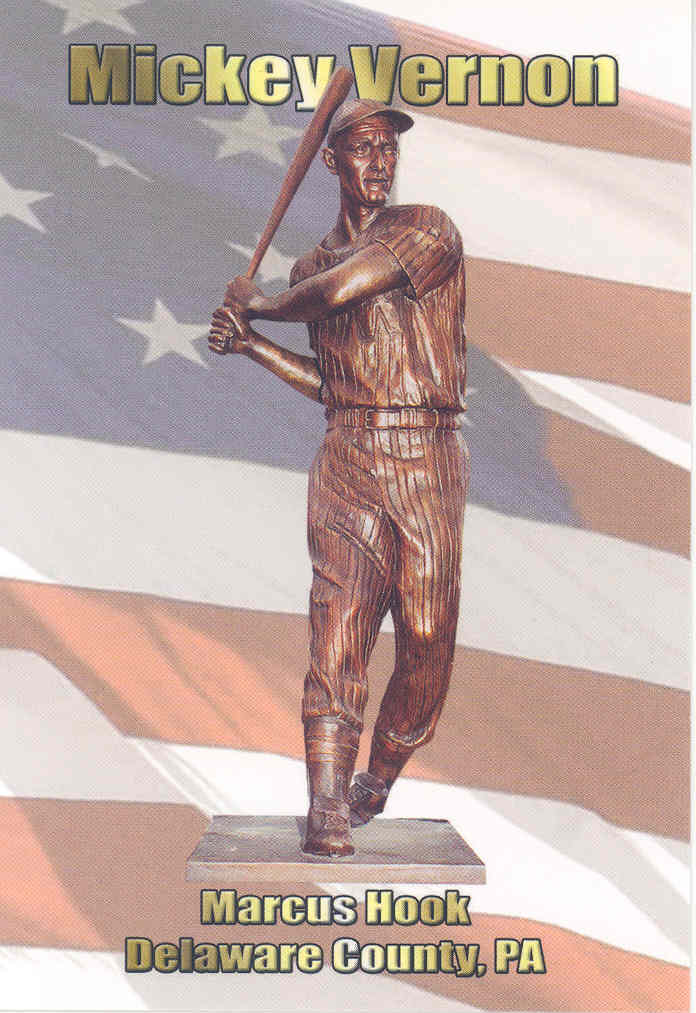 Mickey Vernon post card courtesy of Delaware County (PA) Athletes Hall of Fame. Availble through them.
